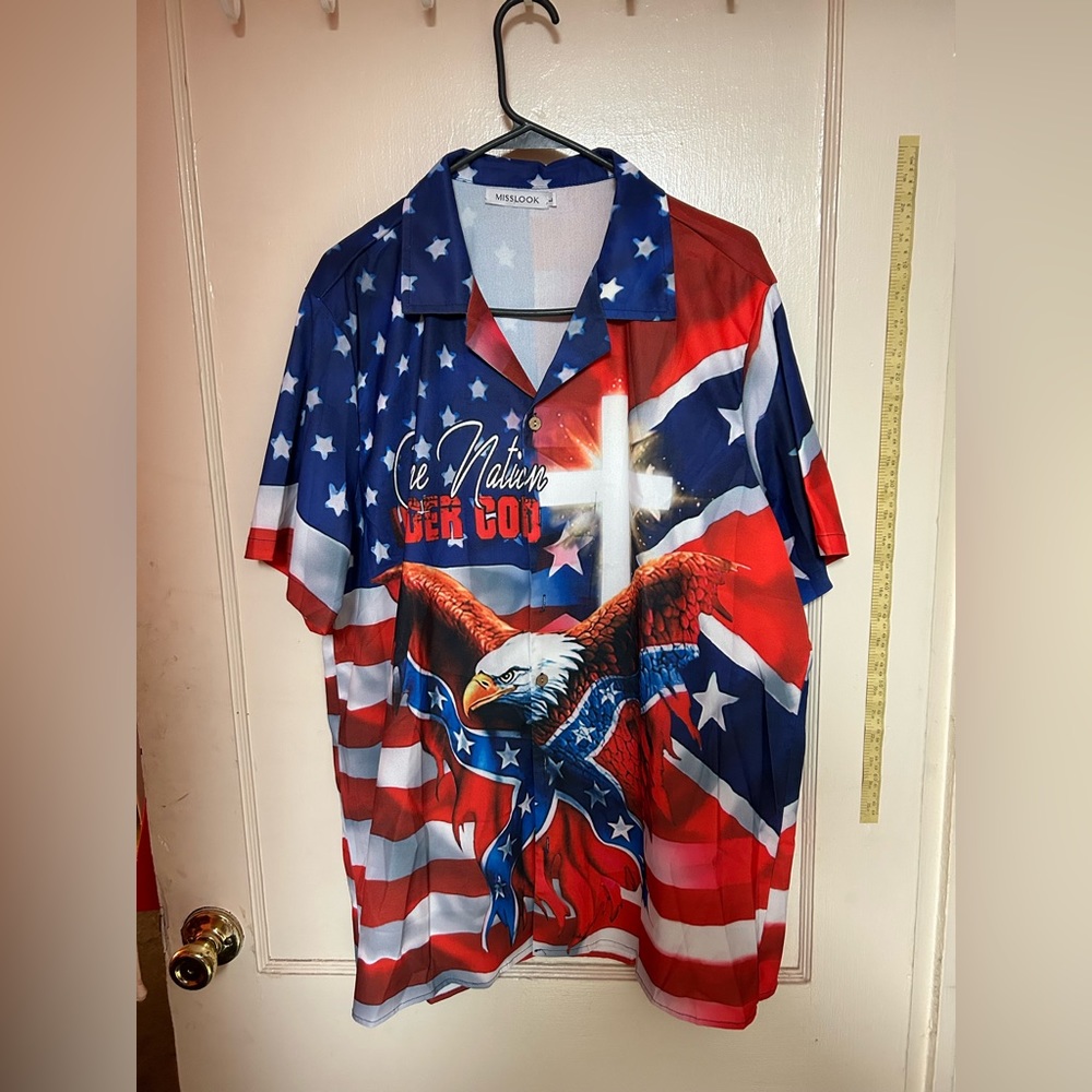 Patriotic One Nation Under God Button-Up